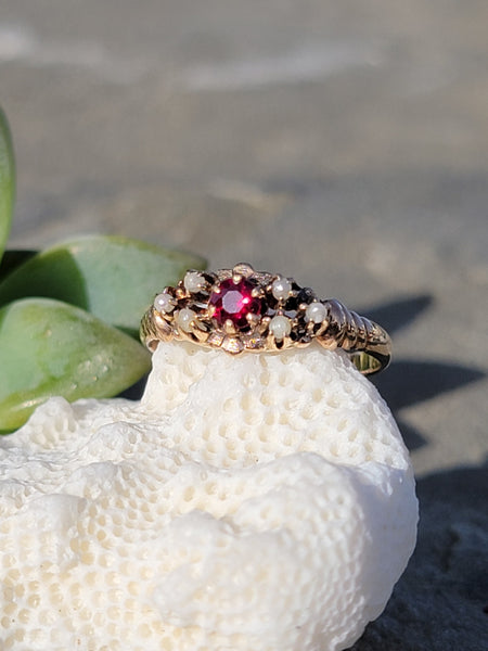 Small Art Deco Diamond and Ruby Ring – Stacey Fay Designs